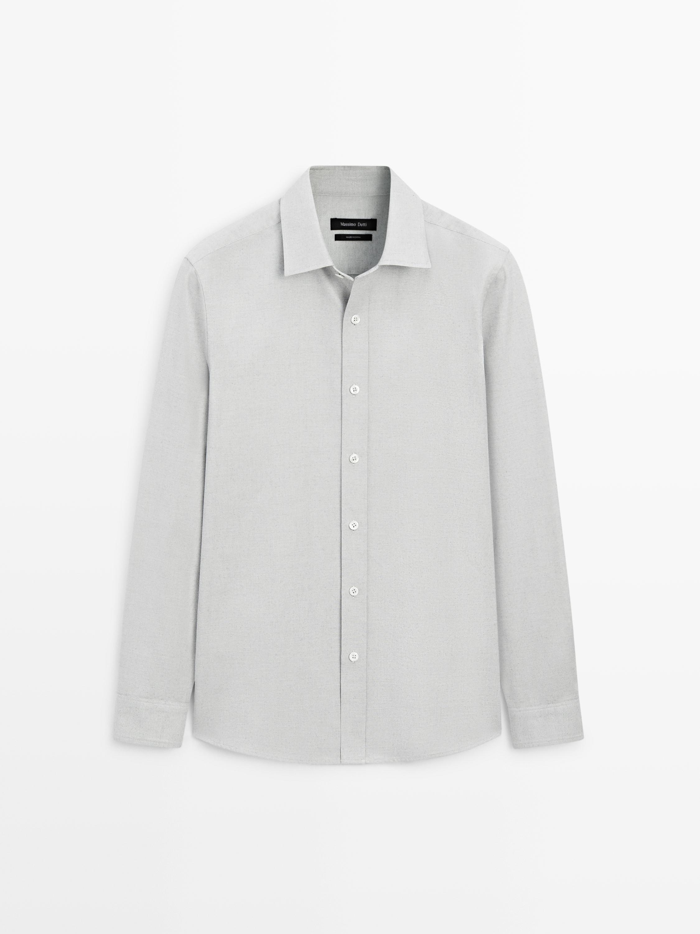 Regular fit cotton blend shirt